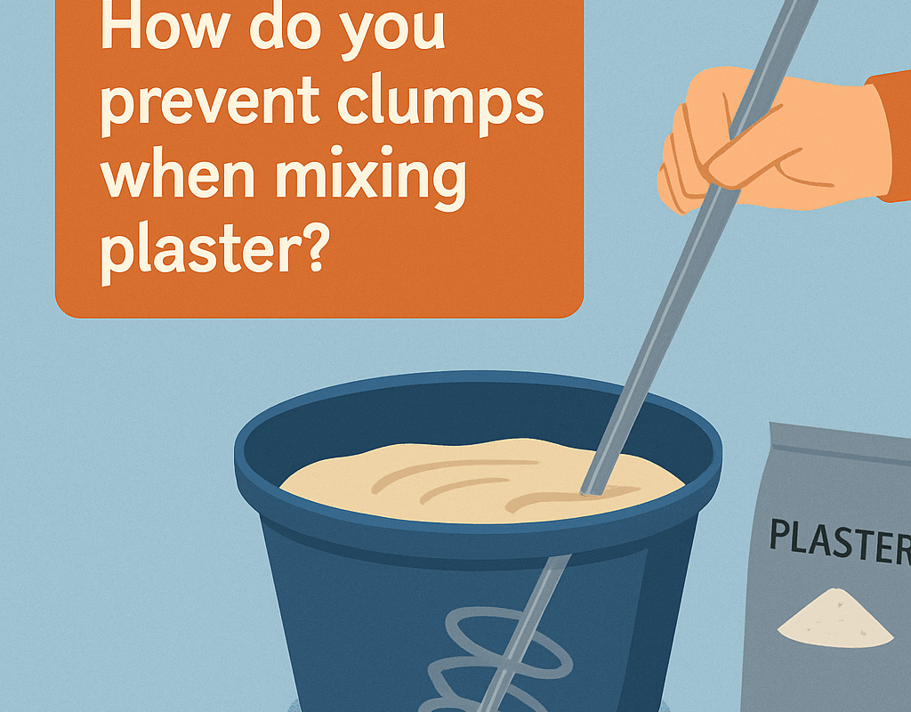 Create a feature image for How do you prevent clumps when mixing plaster?