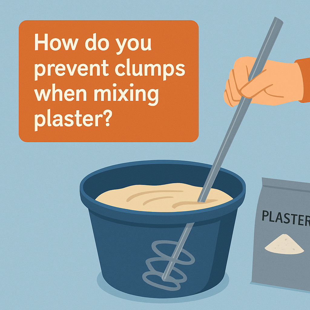 Create a feature image for How do you prevent clumps when mixing plaster?
